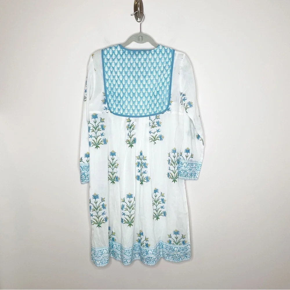 SZ Blockprints Jaipur Blockprint Caftan Long Sleeve Dress Medium - Picture 6 of 6